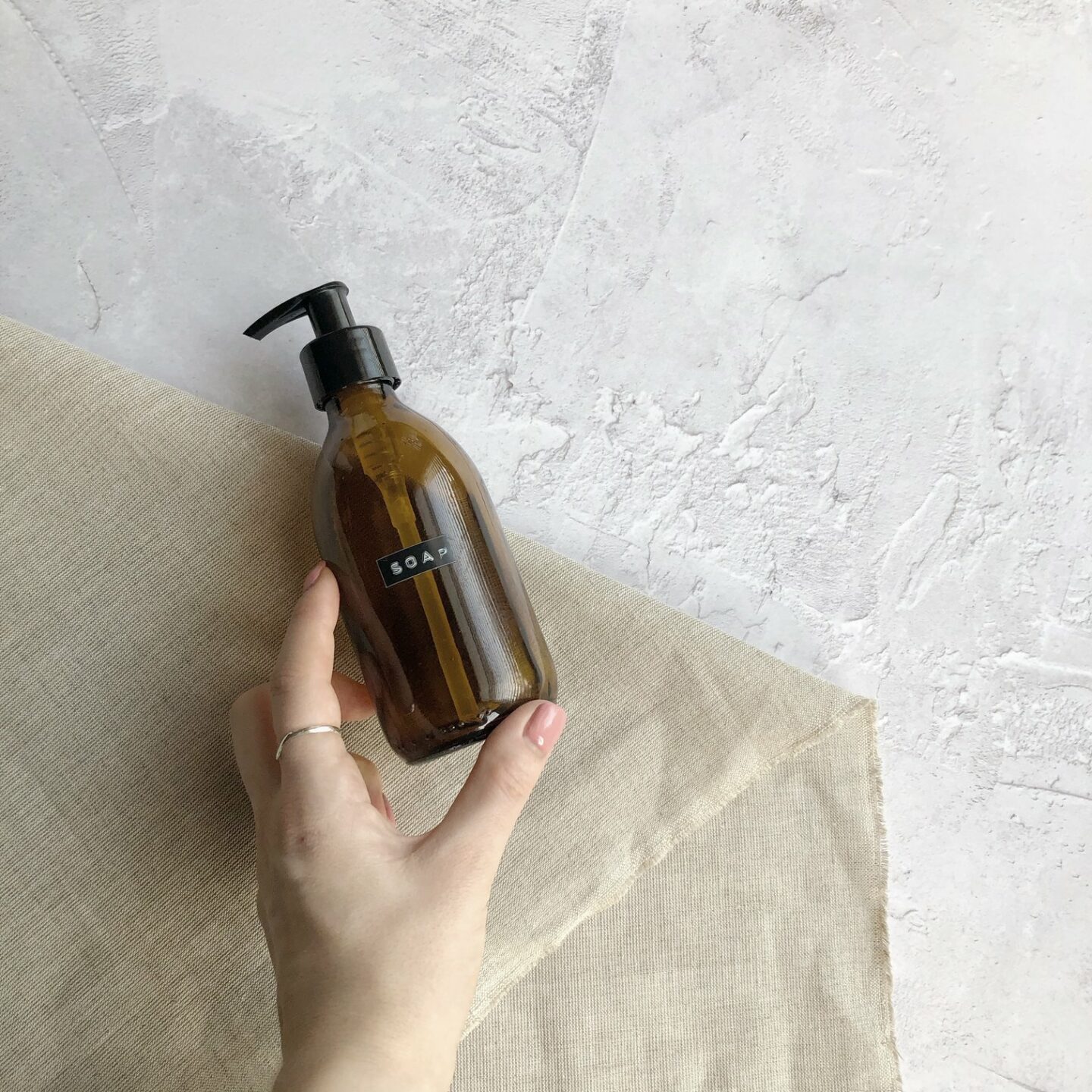 Refillable glass bottle for zero waste soap