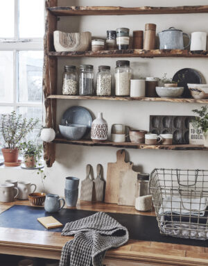 Rustic kitchen shelves - Karen Barlow and Kirsty Saxon