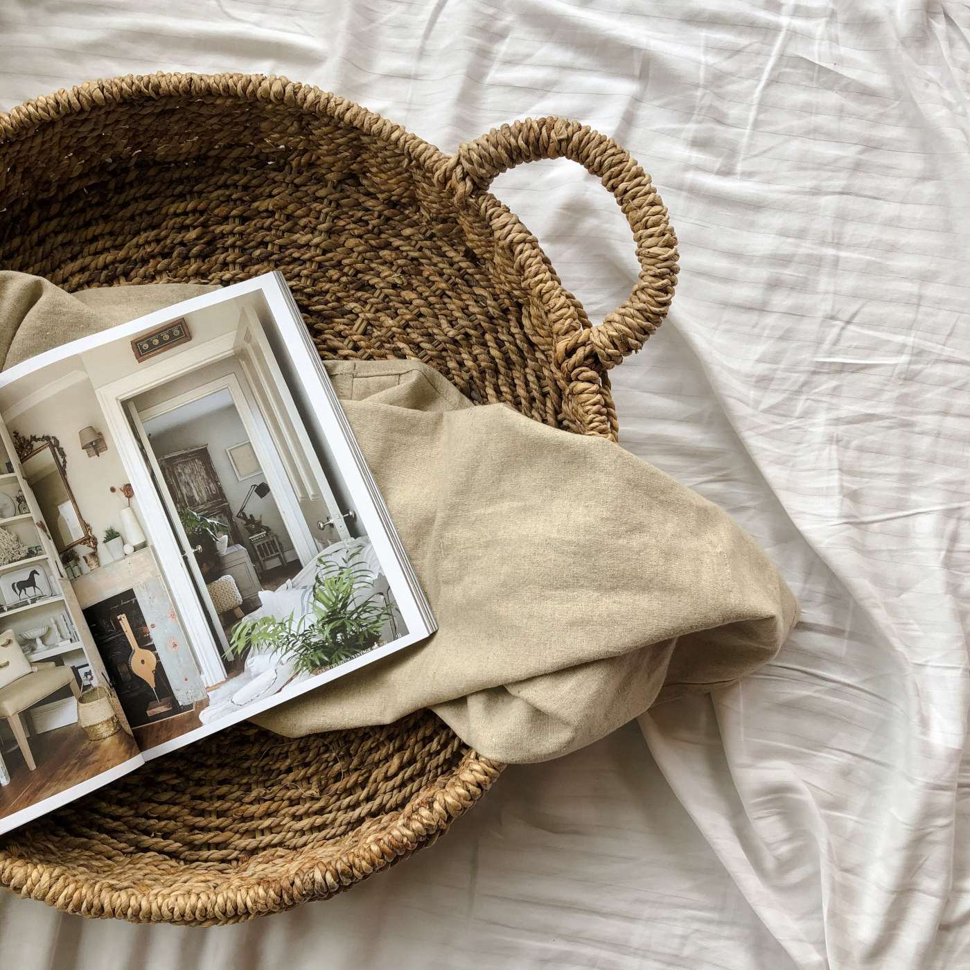 Book in basket flatlay