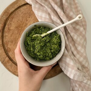 Wild garlic pesto in bowl