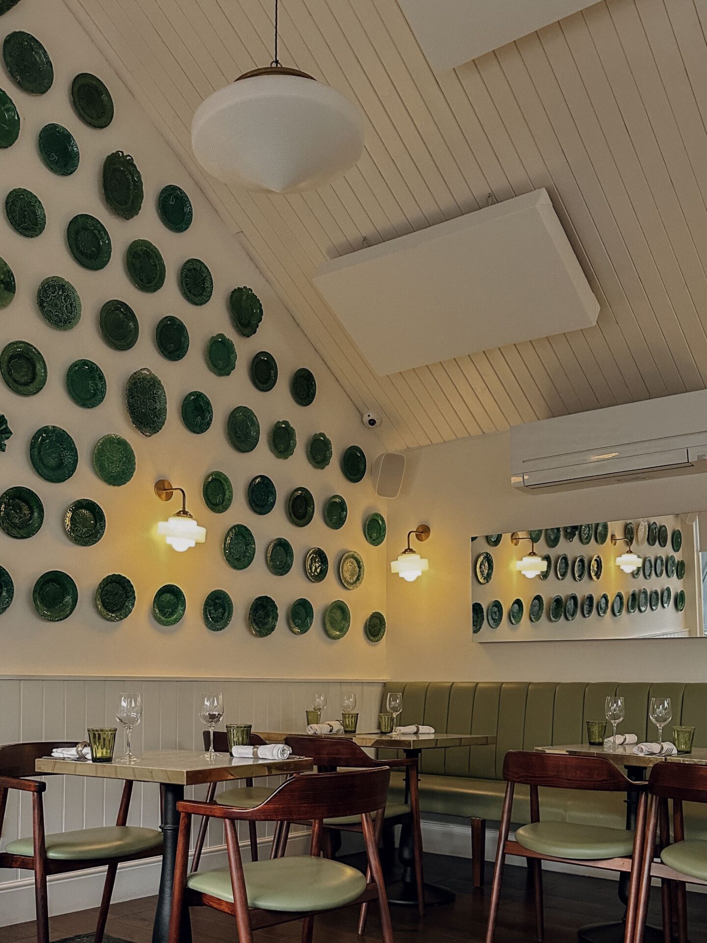 Interiors and plate wall at Beckford Canteen