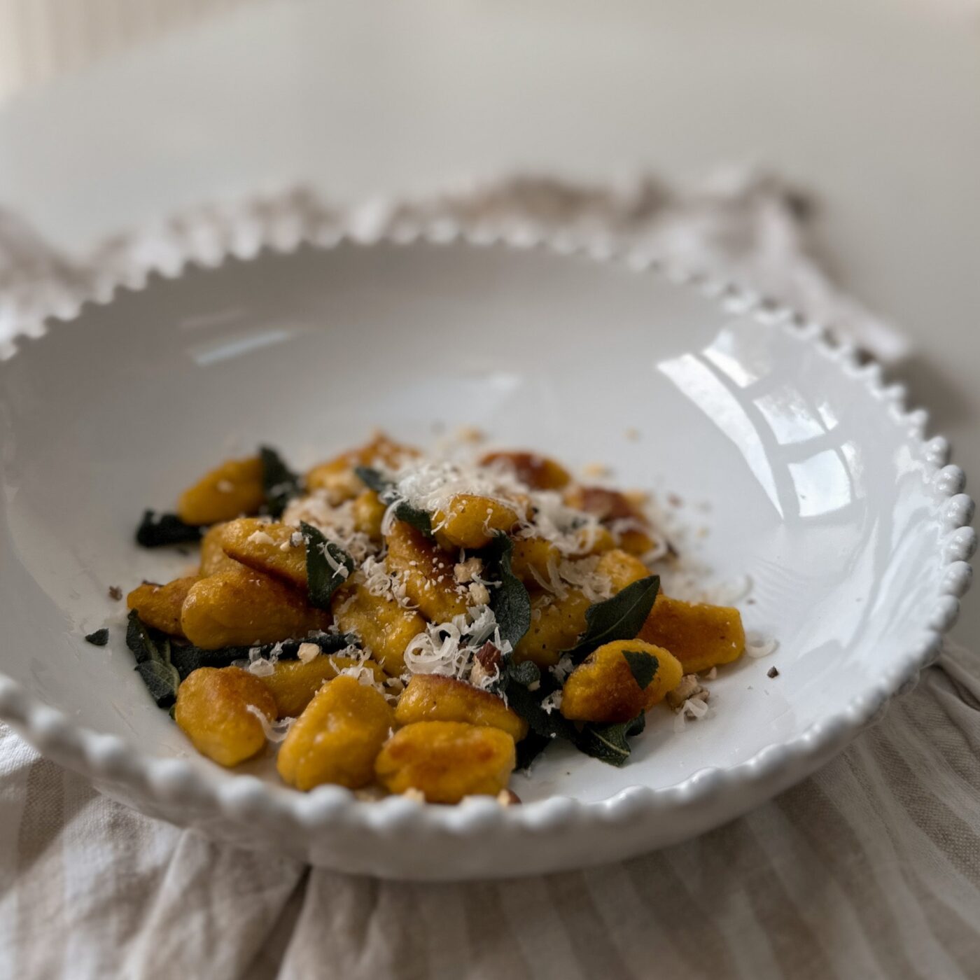 Crown Prince squash gnocchi recipe with crispy sage and toasted hazelnuts